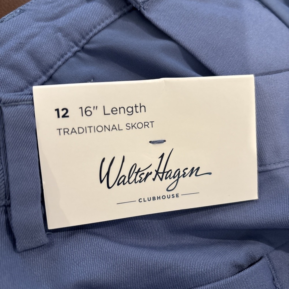 Walter Hagen Clubhouse Womens Skort Sz 12 Classic Khaki Stretch UPF 50+ Blue - Picture 9 of 9